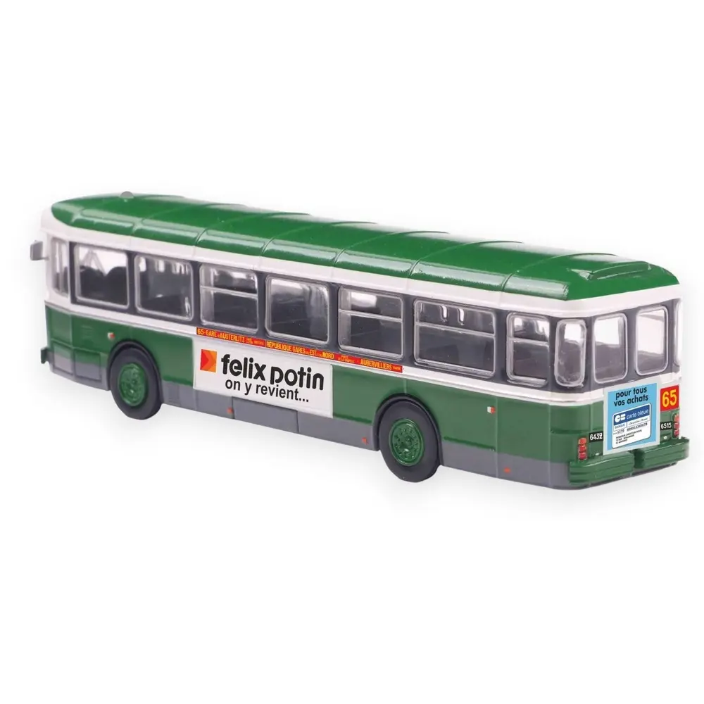 Autobus Saviem SC10, 0-4-4, RATP ligne 65 (Gare d'Austerlitz - Mairie d'Aubervilliers) - Sai 4364 - HO 1/87 - 2