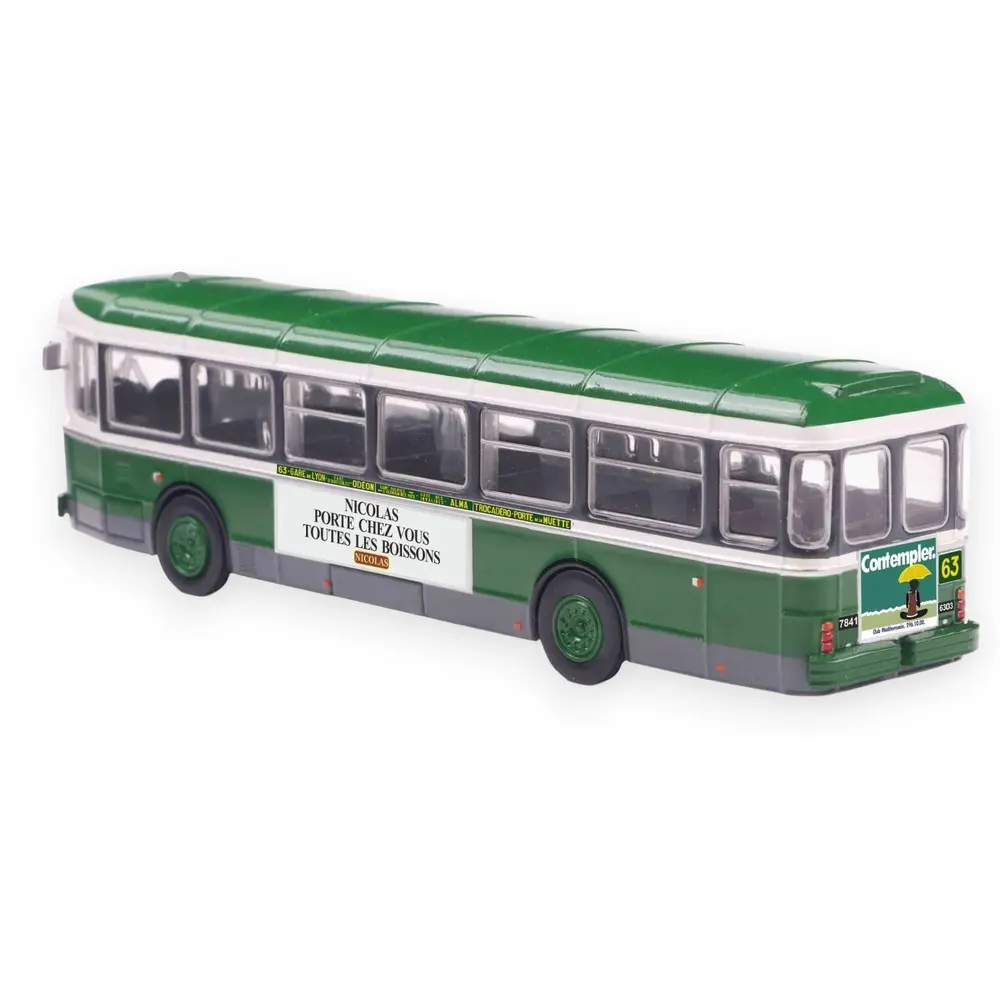 Autobus Saviem SC10, 0-4-4, RATP ligne 63 (Gare de Lyon - Porte de la Muette) - Sai 4363 - HO 1/87 - 2