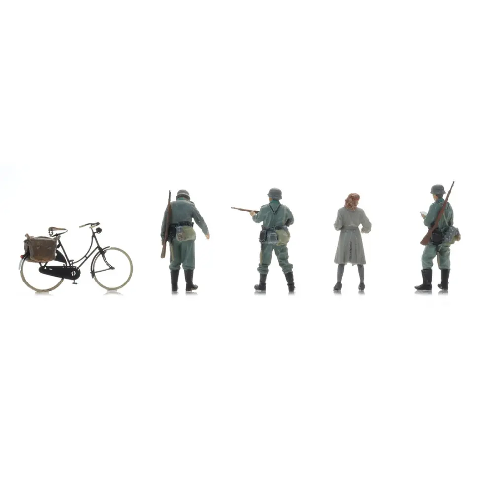 Poste de contrôle de la Wehrmacht & femme à vélo - 4 personnages - ARTITEC 5720007 - 1/72 - 2