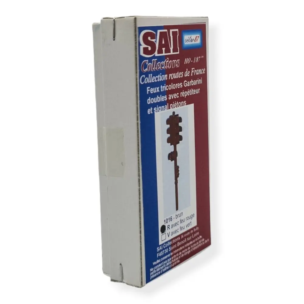 Un feux tricolores en position rouge SAI 1016R - HO : 1/87 - livrée marron  - 2