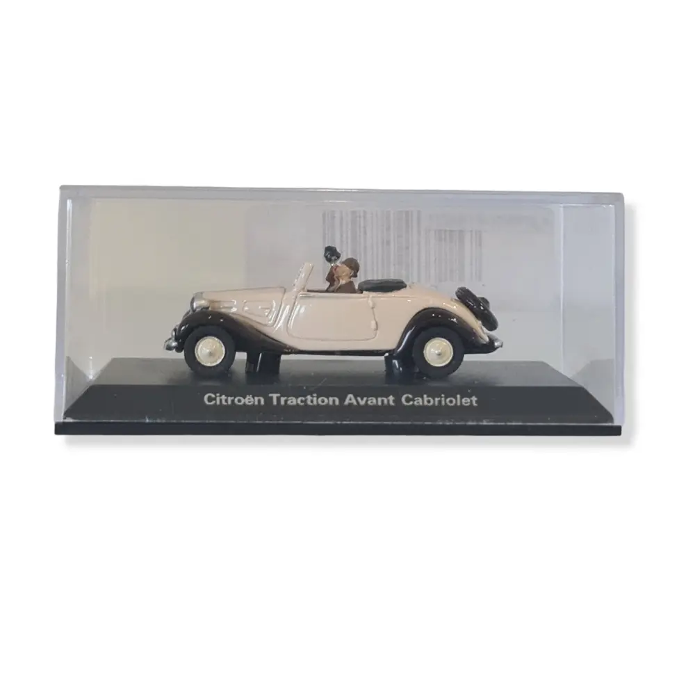 Véhicule Citroën Traction, cabriolet beige avec 2 personnages SAI 1604 - HO 1/87 - 2