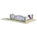 Muret beige avec grilles rouge carmin - SAI 701 - HO 1/87 - 134 x 7 x 26 mm - 2