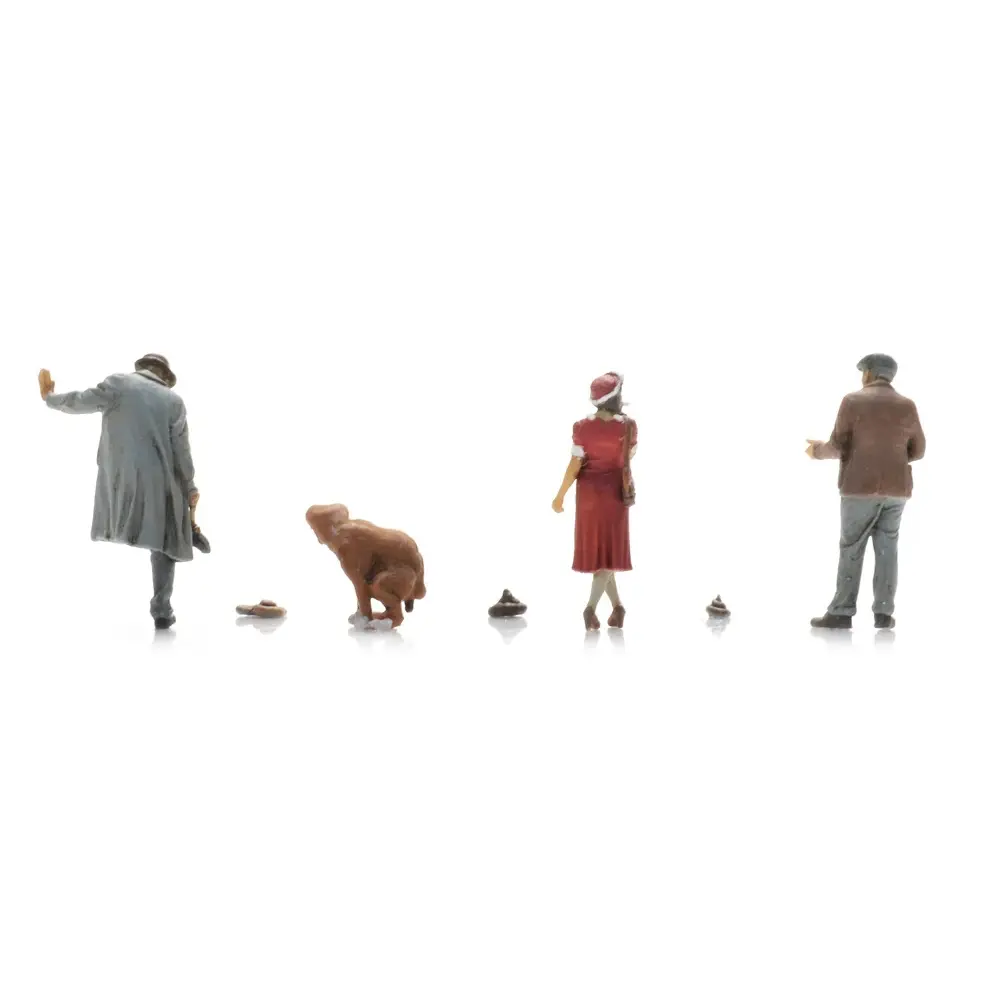 3 figurines, 1 chien, 3 crottes - Artitec 5870104 - HO 1/87 - 2