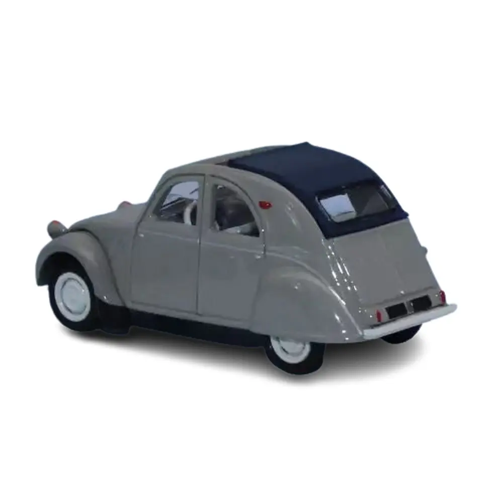 Voiture Citroën 2cv AZLP 1958 grise, capote ouverte SAI 6011 - HO 1/87 - 2