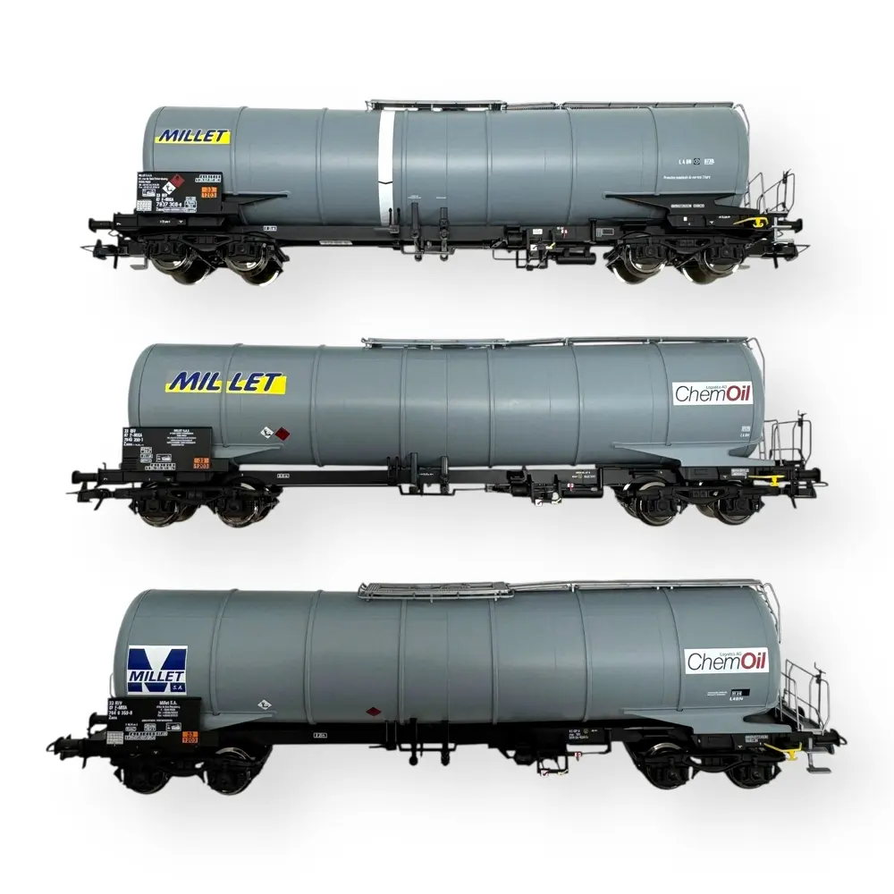 Coffret de 3 wagon-citerne MILLET - Roco 6600091 - HO 1/87 - SNCF - 2R - 2