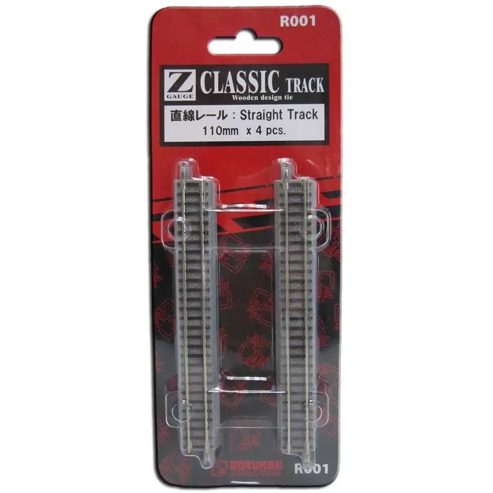 4 rails droits avec ballast, 110 mm, avec panneau de connexion - Rokuhan 7297001 - Z 1/220 - 2