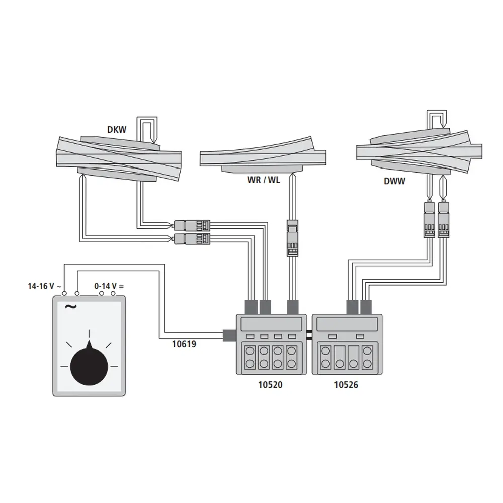 Traversée Jonction Double DKW15 Roco 42594/42595 - R 1050 mm- 15° - HO : 1/87 - Code 83 - 4
