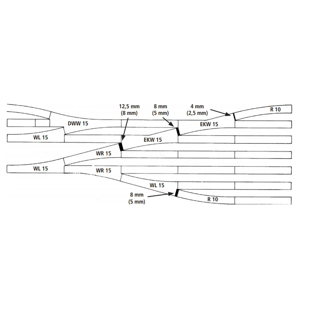 Aiguillage Triple DWW15 - R 873,5 mm 15° - ROCO 42543 - HO 1/87 - Code 83 [ROCO LINE] - 2