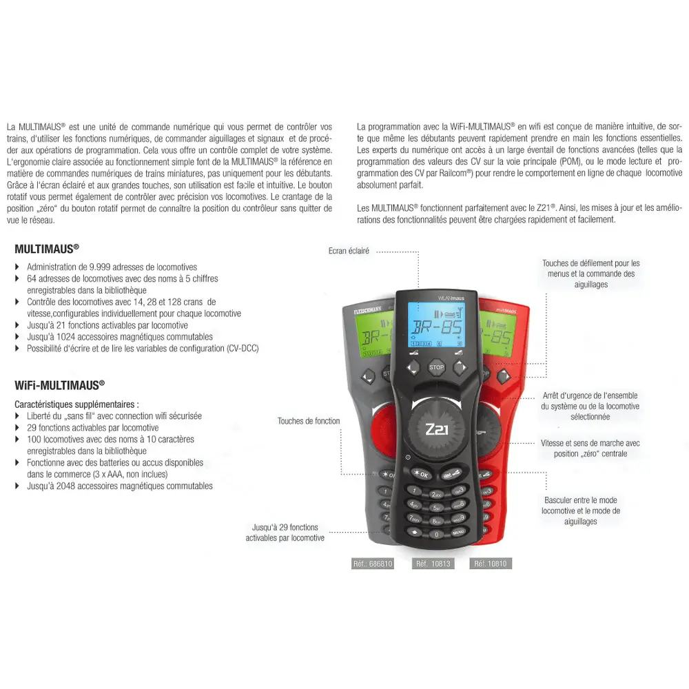 Coffret centrale Z21 noire avec routeur wifi et télécommande sans fil - Roco 10834 - 4