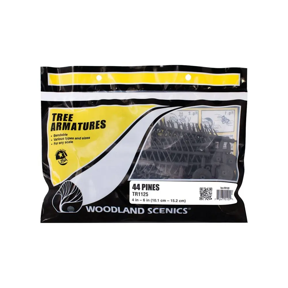 Lot de 44 armatures de pins WOODLAND SCENICS TR1125 - HO 1/87 - 101-152mm - 2