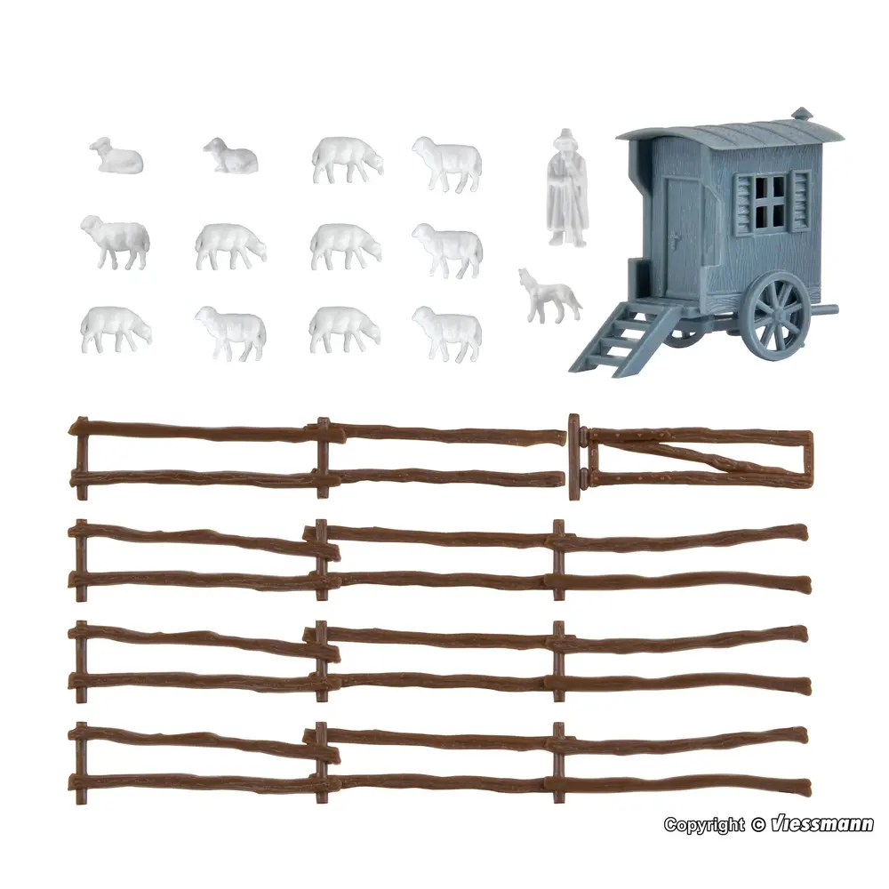 Charrette de berger avec troupeau de moutons - Vollmer 47717 - N 1/160 - 2