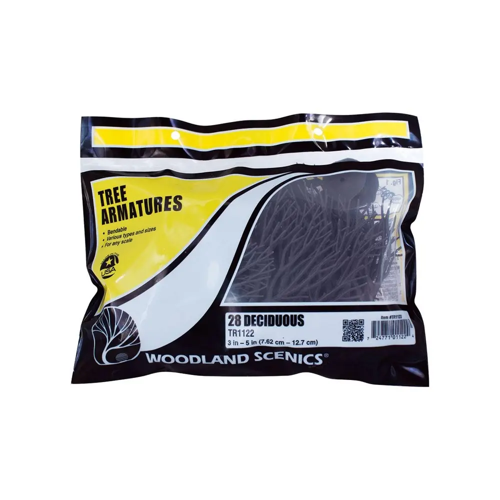 Lot de 28 armatures d'arbres WOODLAND SCENICS TR1122 - HO 1/87 - 76.2-127 mm - 2