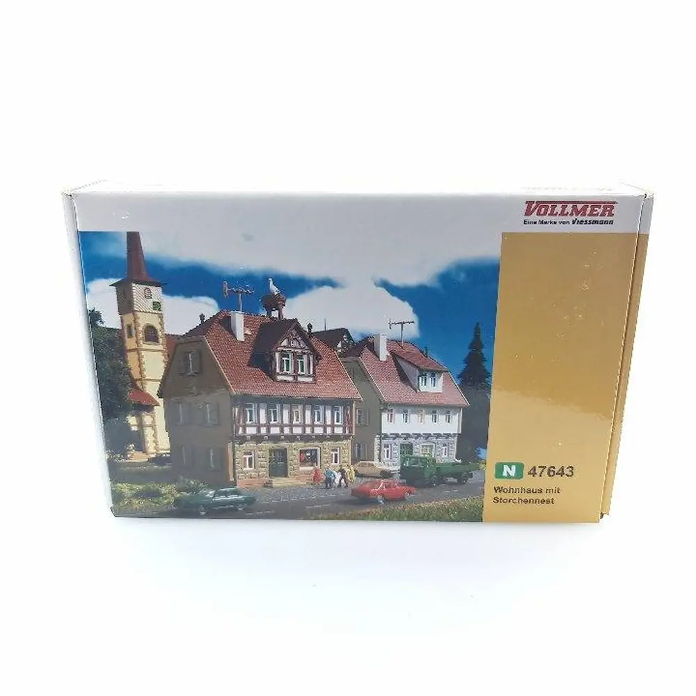 Maison de campagne avec nid de cigogne 82x65x105mm - VOLLMER 47643 - N 1/160 - 4