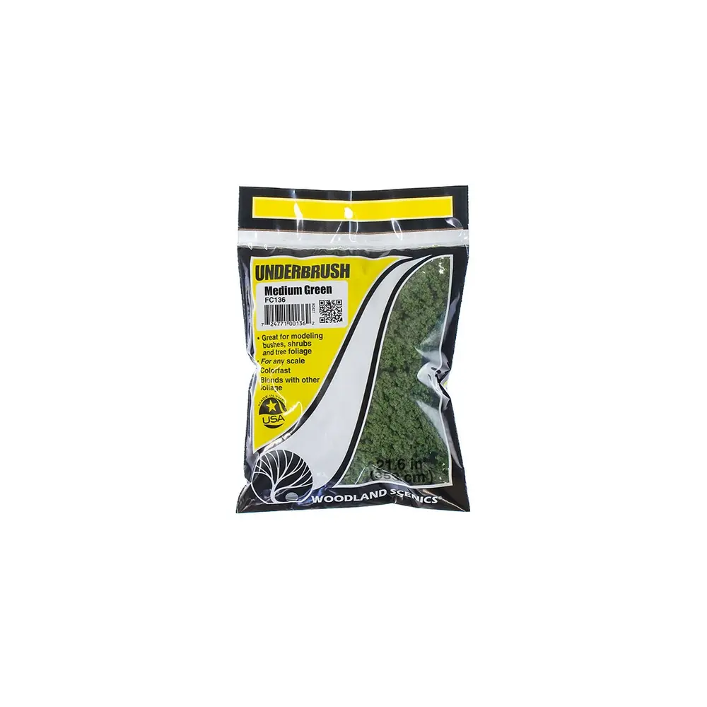 Flocage vert moyen - Woodland Scenics FC136 - 353 mL - Toutes échelles - 2