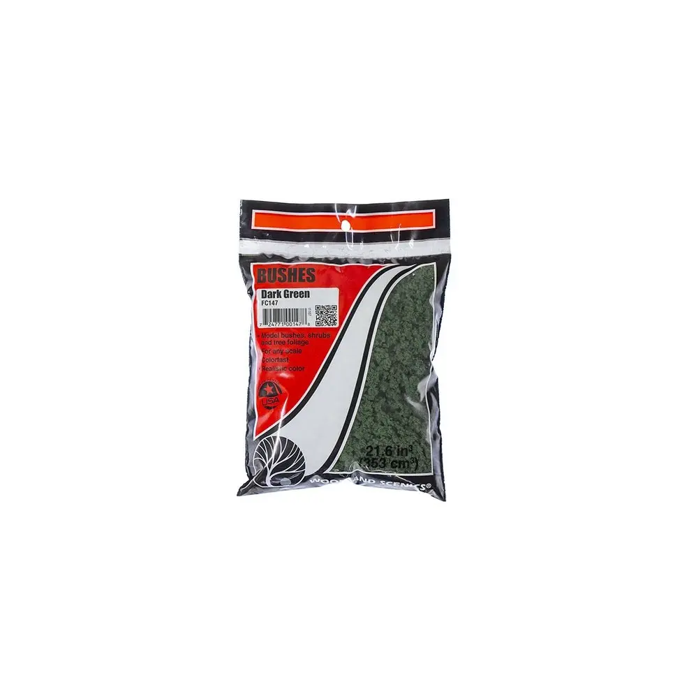 Sachet de flocage buisson vert foncé Woodland Scenics FC147 - HO 1/87 - 353 cm³ - 2