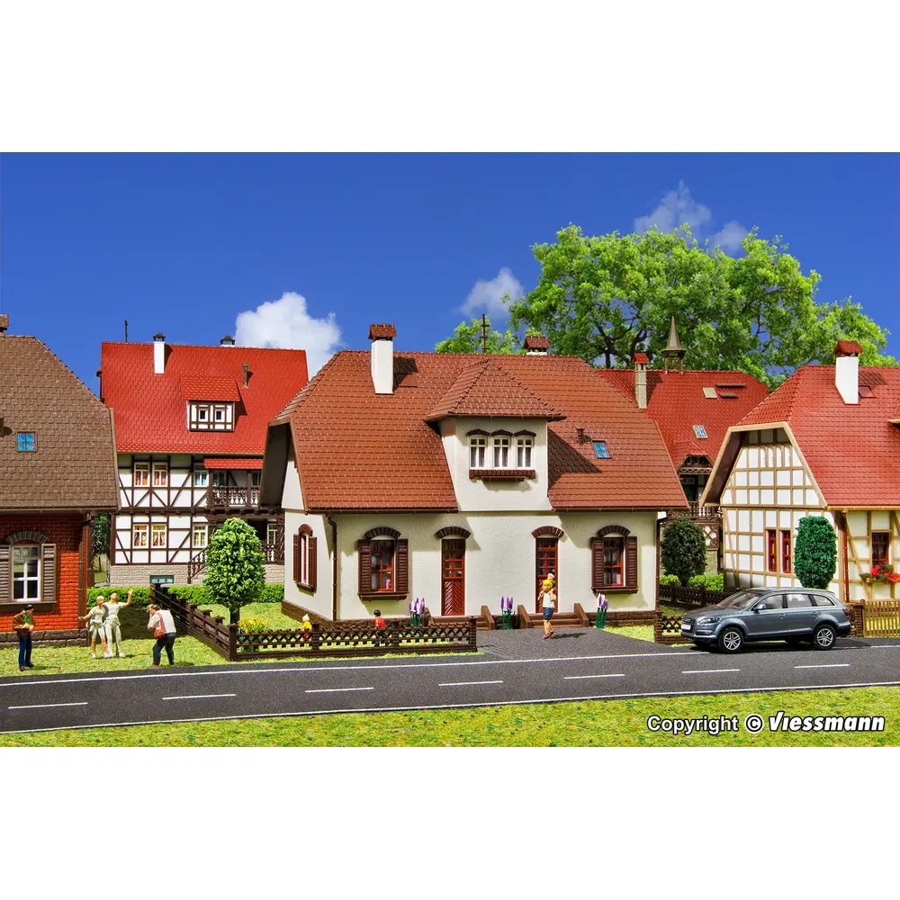 Maison jumelée blanche et marron HO 1/87 - Zone résidentielle - 3