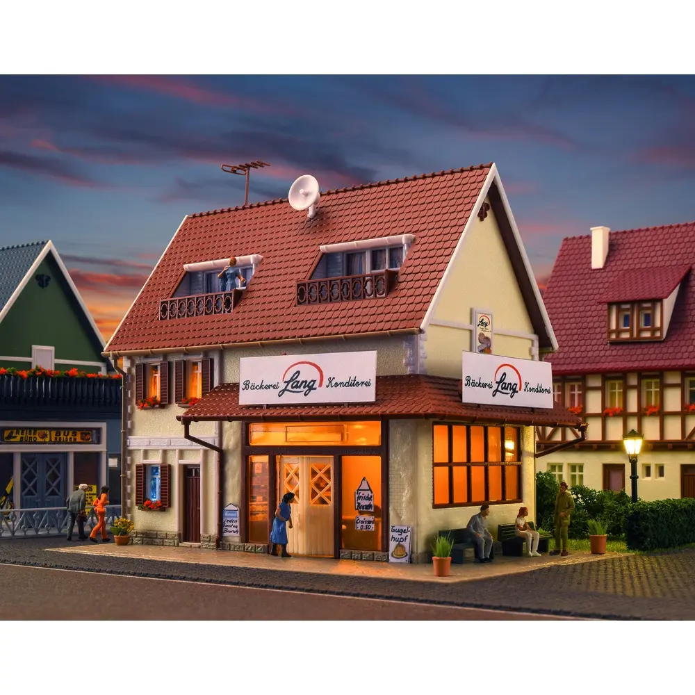 Boulangerie Lang avec intérieur et éclairage LED, kit fonctionnel - Vollmer 43633 - HO 1/87 - 4