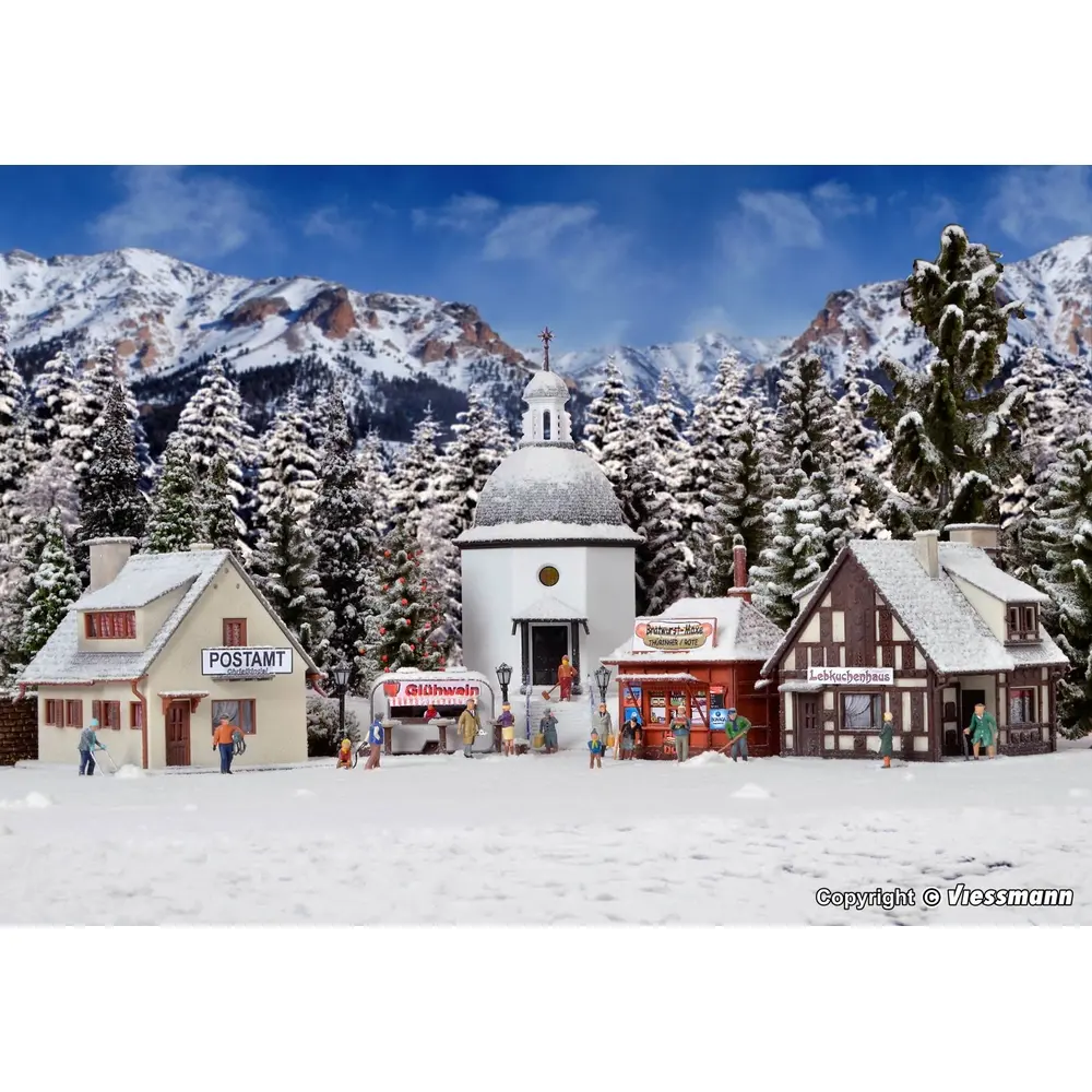 Village de Noël avec éclairage LED, fonctionnel - VOLLMER 42413 - HO 1/87 - 4