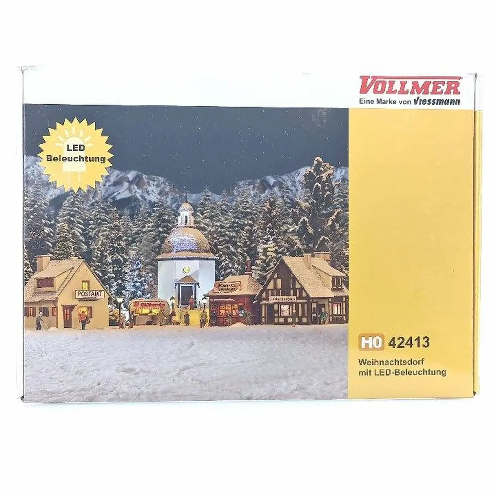 Village de Noël avec éclairage LED, fonctionnel - VOLLMER 42413 - HO 1/87 - 5