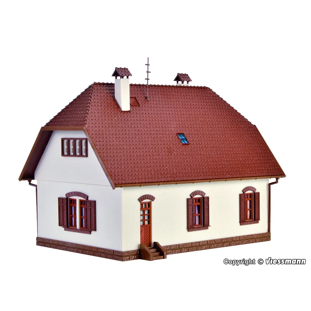 Maison jumelée blanche et marron HO 1/87 - Zone résidentielle - 2