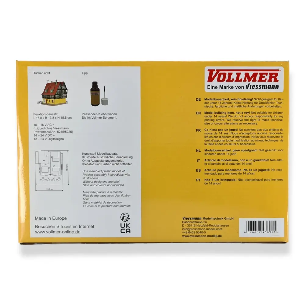 Kit éclairé Café-Bistro aménagé - VOLLMER 43695 - HO 1/87 168x138x155mm - 5