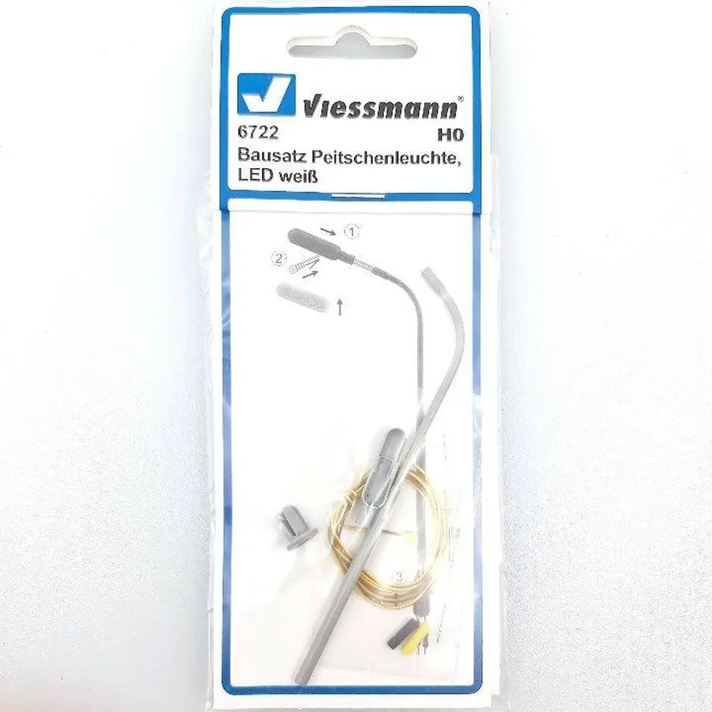 Réverbère courbé Viessmann 6722 LED blanc - HO 1/87 - hauteur 100 mm - EP III / VI - 3