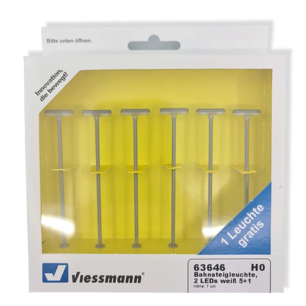 Lot de 6 lampes de quai à 2 LED blanches VIESSMANN 63646 - HO 1/87 - 2