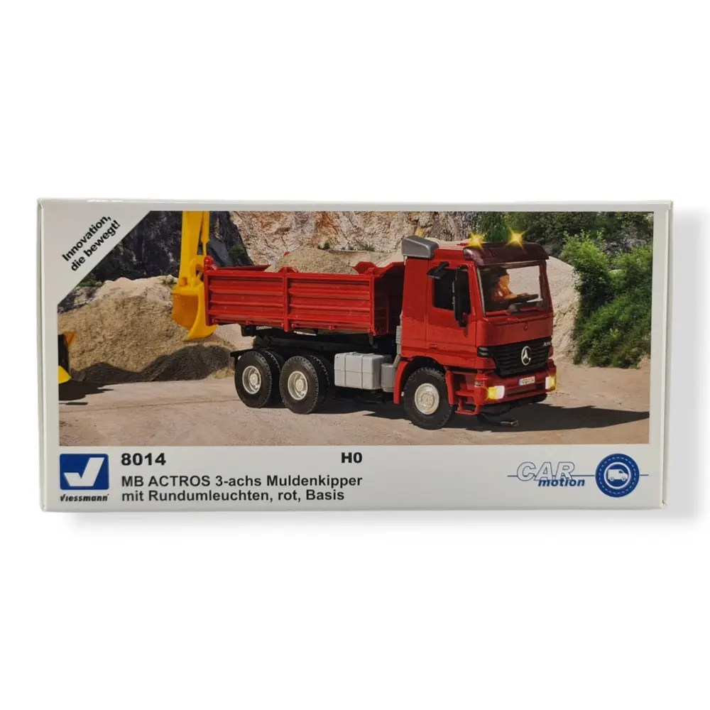 Camion benne motorisé Mercedes-Benz ACTROS Viessmann 8014 - HO 1/87  livrée Rouge - 3
