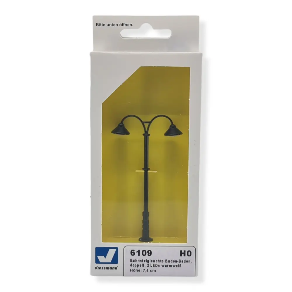 Lampe de quai double Baden-Baden Viessmann 6109 LED  - HO 1/87 - hauteur 74 mm - 2