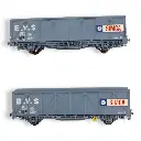 Set 2 Wagons de Marchandises EVS Hs - TRAINS160 16042 - N : 1/160 - SNCF - EP. IV  - 3