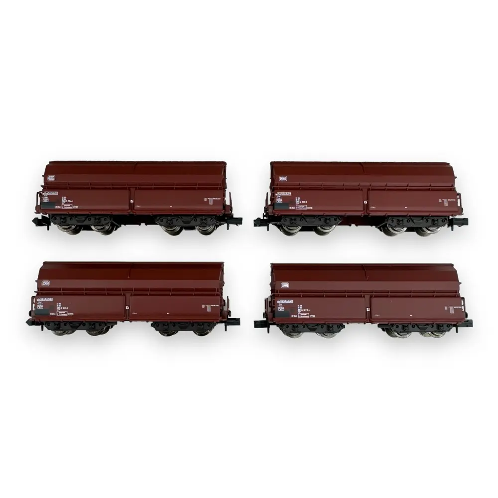 Coffret de 4 wagons à déchargement automatique type Tal 963 - Minitrix 18271 - N 1/160 - DB - Ep IV - 2R - 4