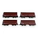 Coffret de 4 wagons à déchargement automatique type Tal 963 - Minitrix 18271 - N 1/160 - DB - Ep IV - 2R - 4