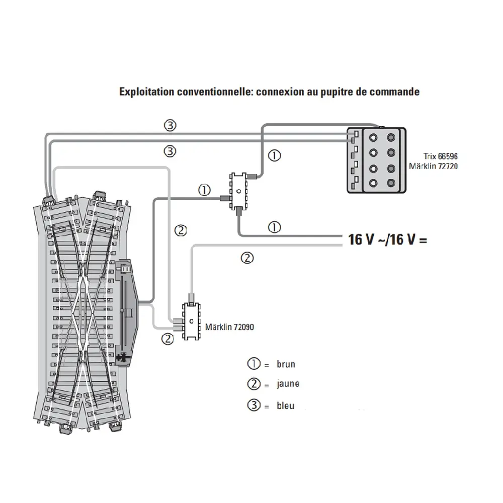 Traversée Jonction Double R2 24,3° Trix 62624 - 188,3 mm - HO : 1/87 - Code 83 - Voie C - 4
