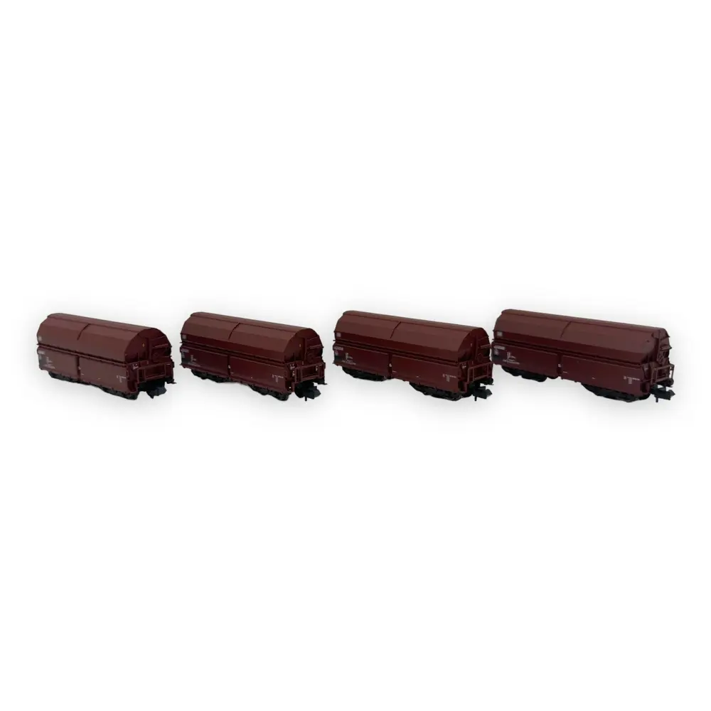 Coffret de 4 wagons à déchargement automatique type Tal 963 - Minitrix 18271 - N 1/160 - DB - Ep IV - 2R - 2