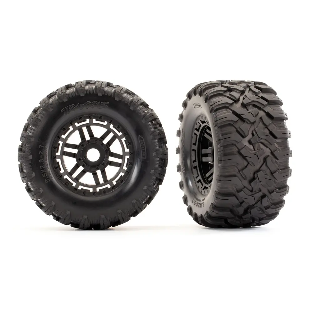2 jantes noires Maxx 2,8" et pneus Maxx MT - Traxxas 8972 - 1/10 - 2