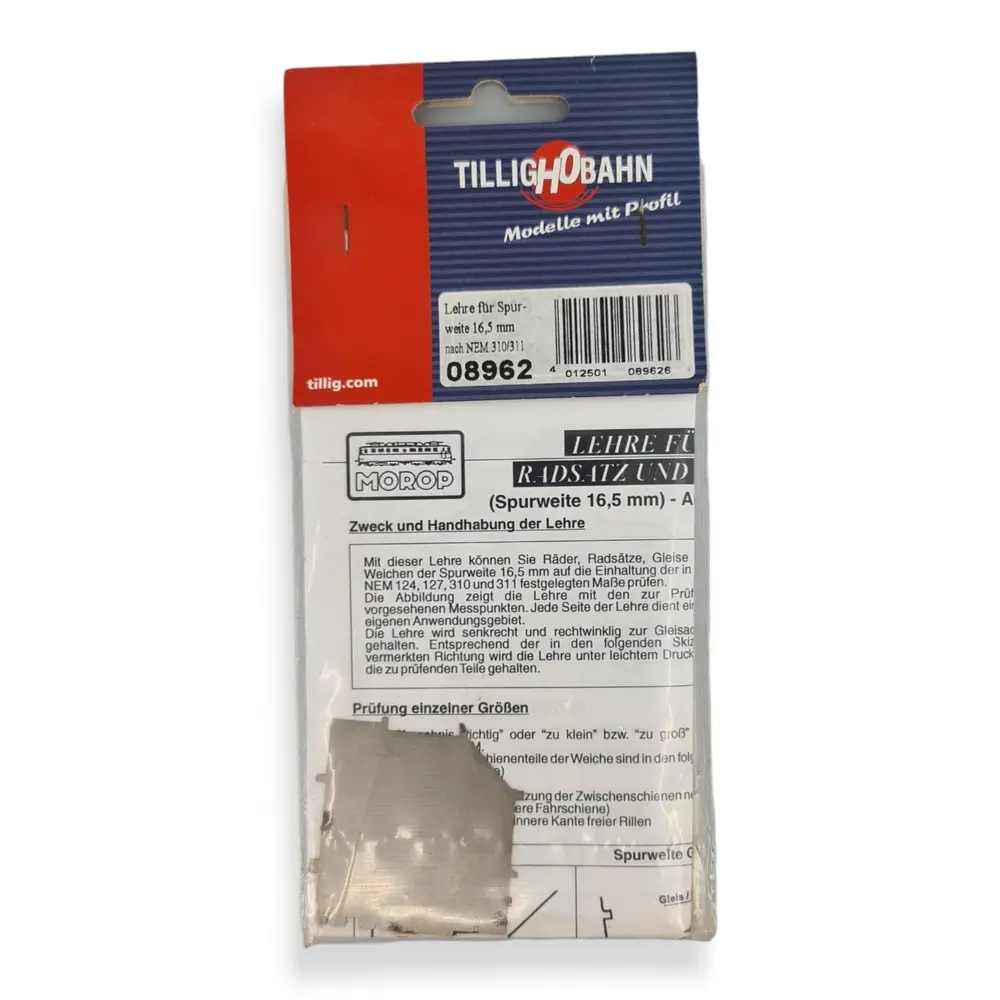 Jauge pour essieux et voies - Tilligbahn 08962 - HO 1/87 - 2