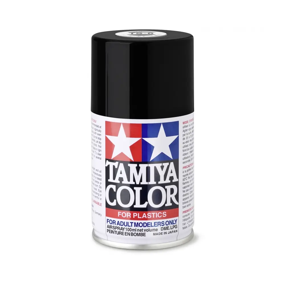 Peinture acrylique en spray - Noir Mat TS6 - Tamiya 85006 - 100ml - 2