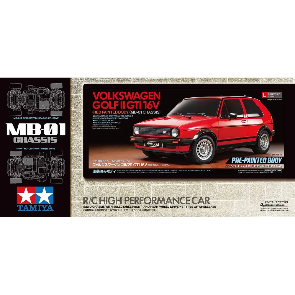 Volkswagen Golf II GTI 16V MB01 pré-peinte en kit - Tamiya 47516 - 1/10 - 2