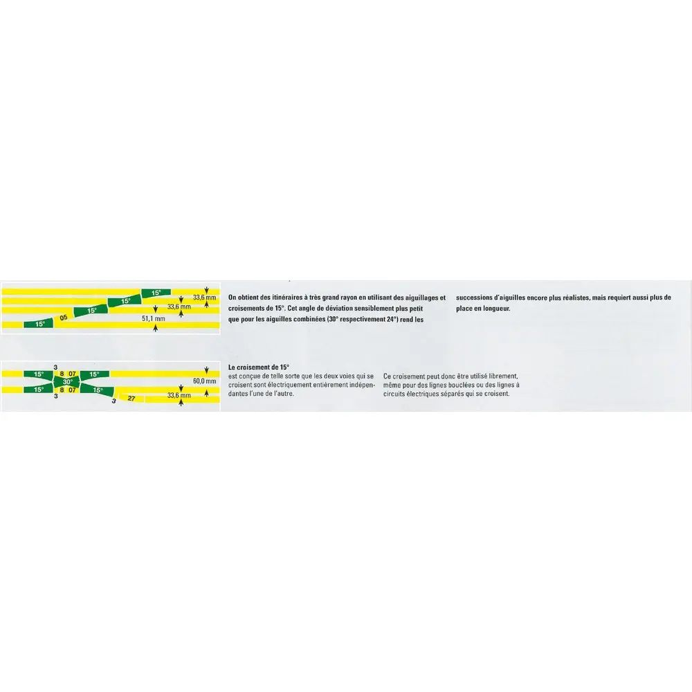 Croisement 15° - Minitrix 14973 - N : 1/160 - 104,2 mm - code 80 -  - 2