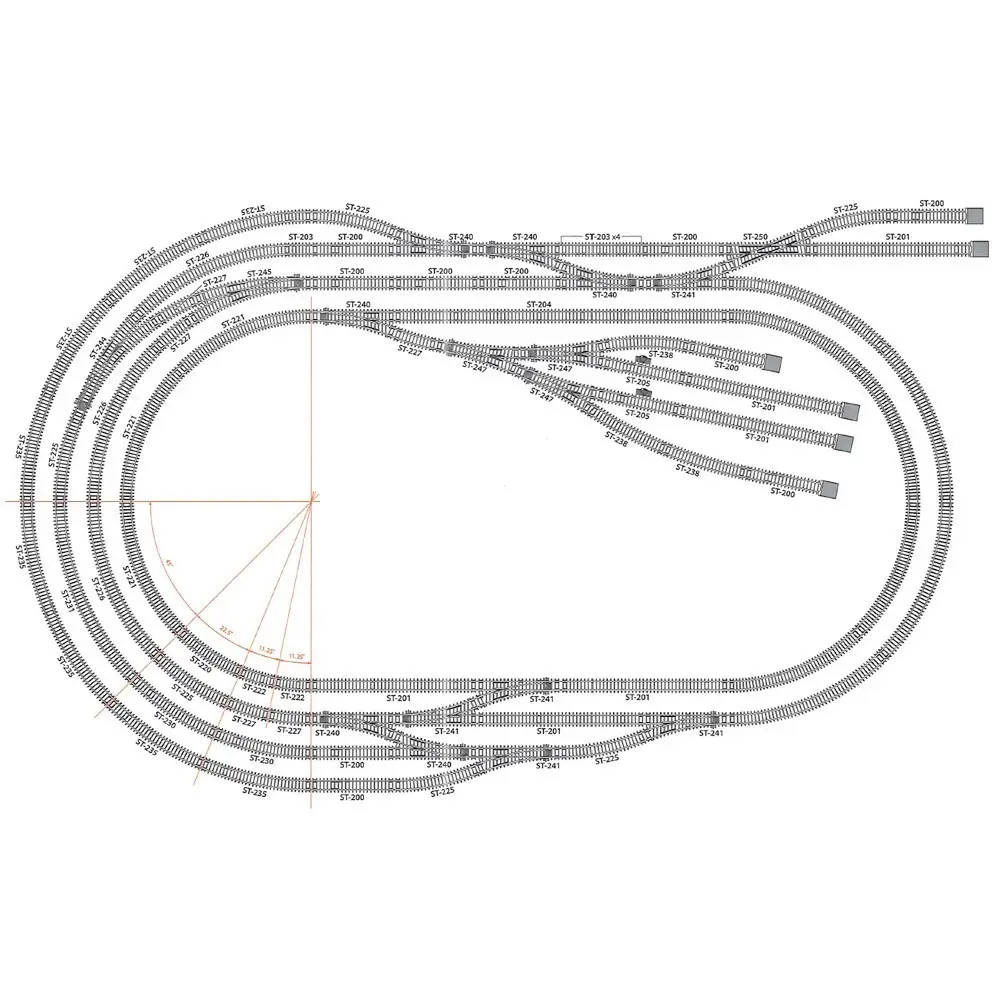 Rail courbe rayon 505 mm 22,5° Peco ST230 - HO : 1/87 - Code 100 - 3