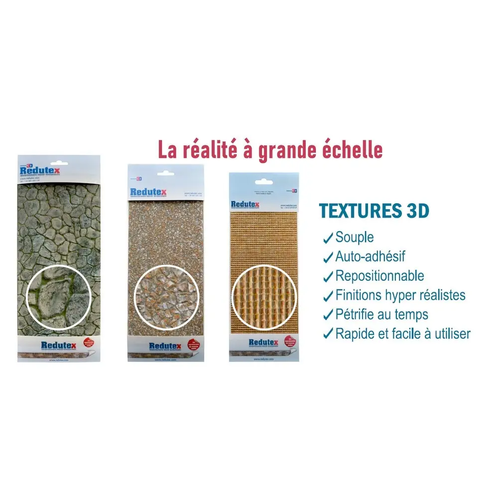 Plaque de décors Redutex 120CF121 - HO 1/87 - Route de pierre polychrome - 2