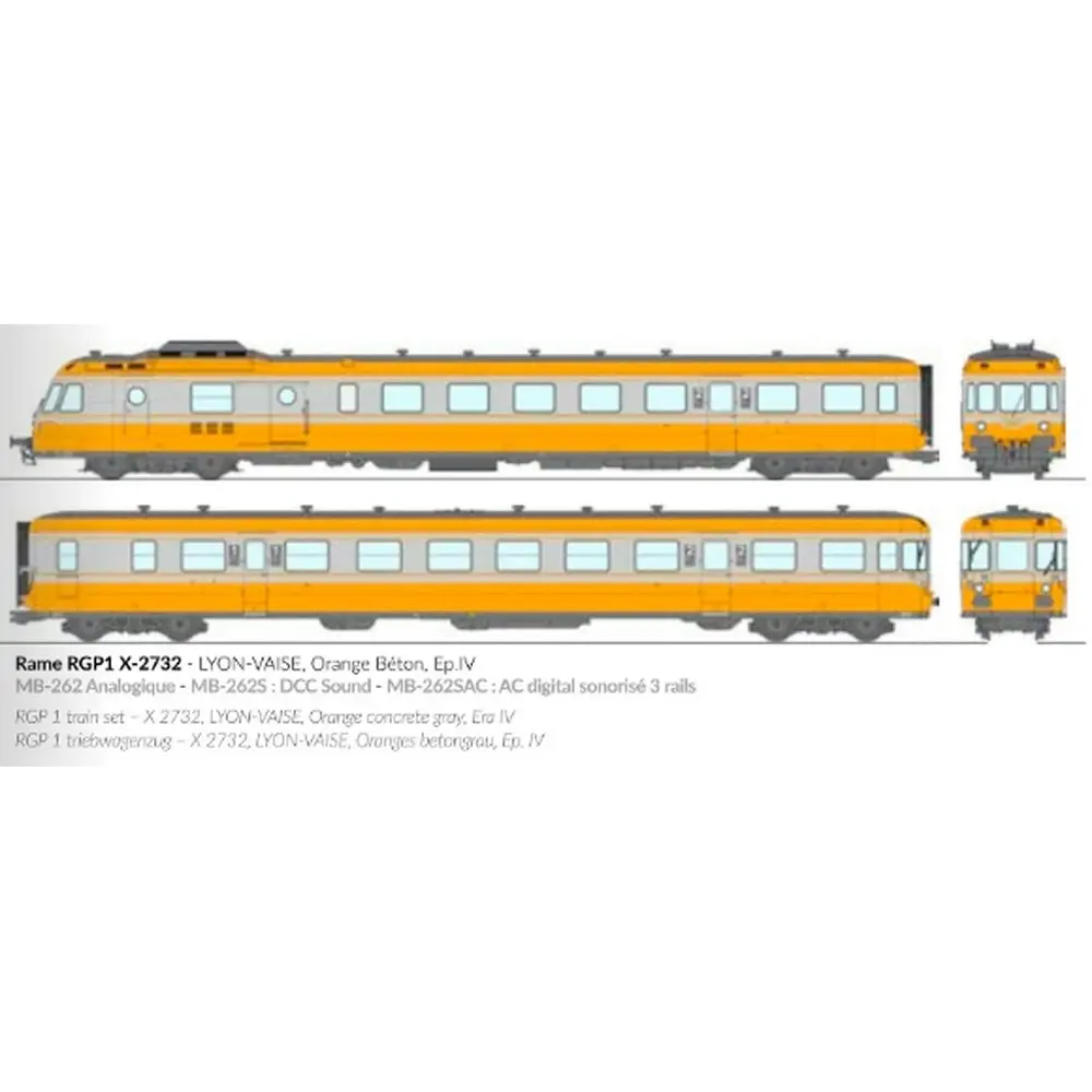 Autorail diesel RGP 1 X-2732 - Ree Modèles MB262S - HO 1/87 - SNCF/TEE - Ep IV - Digital sound - 2R - 2