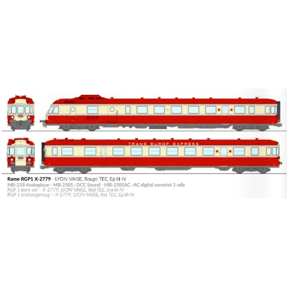 Autorail diesel RGP 1 X-2779 - Ree Modèles MB258S - HO 1/87 - SNCF/TEE - Ep III/IV - Digital sound - 2R - 2