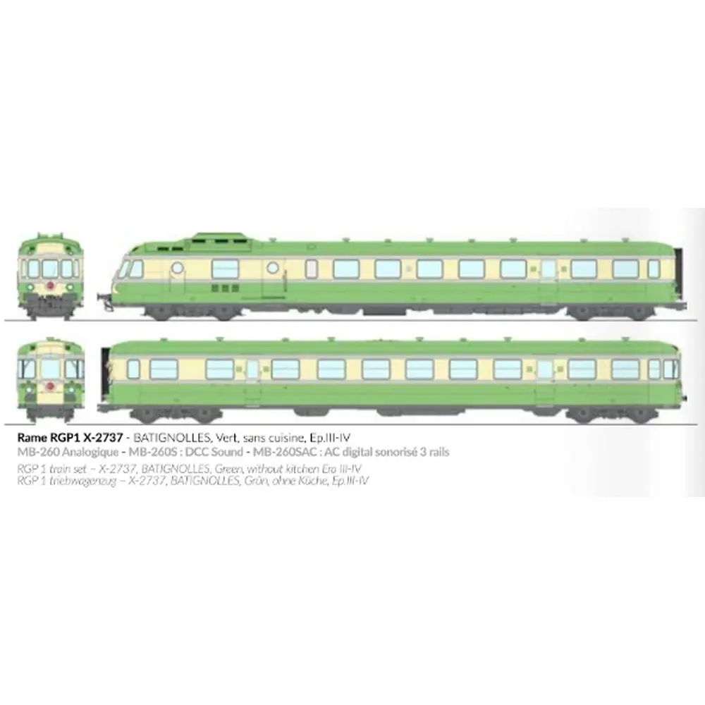 Autorail diesel RGP 1 X-2737 - Ree Modèles MB260S - HO 1/87 - SNCF/TEE - Ep III/IV - Digital sound - 2R - 2