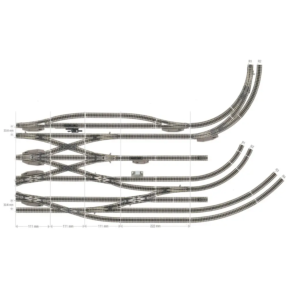 Rail courbe ballasté rayon R4 430 mm 30° Fleischmann 9135 - N : 1/160 - Code 80 - 2