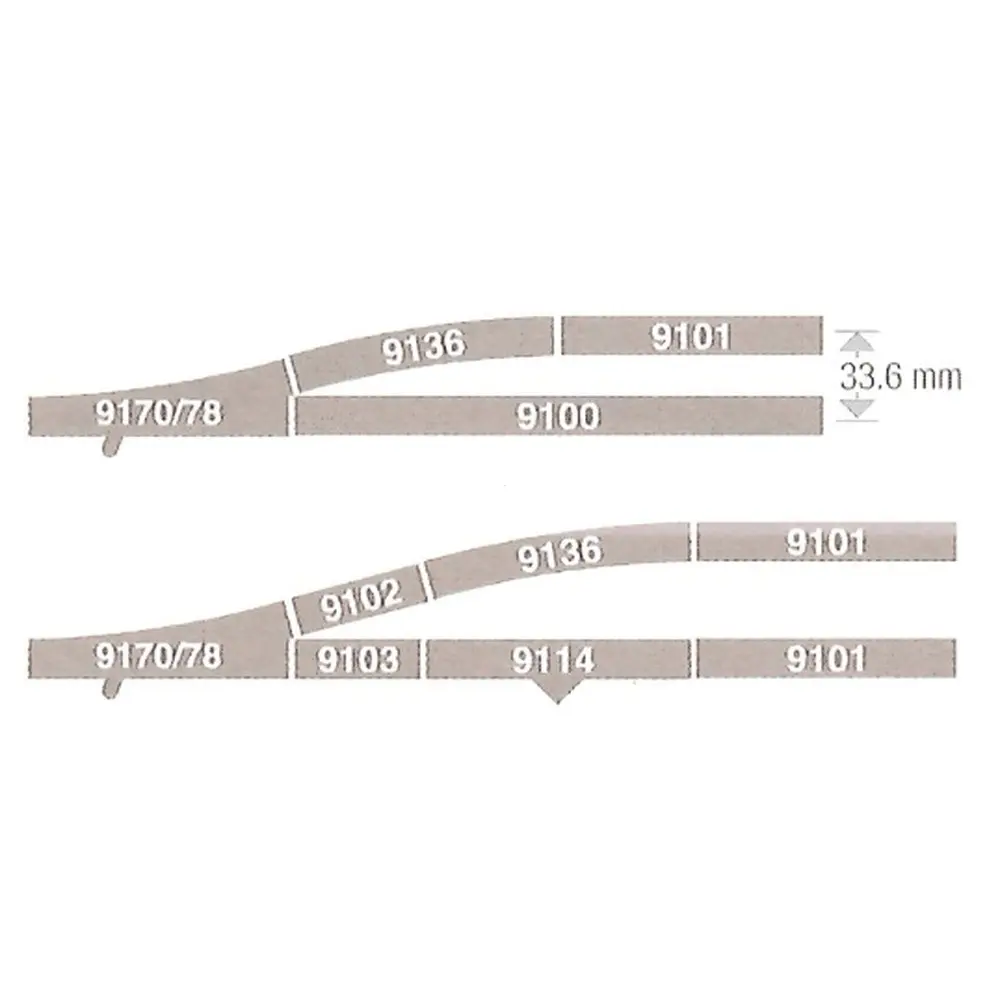Aiguillage à droite 111mm & 15° Fleischmann 9179 cœur métal code 80 - N 1/160 - 4