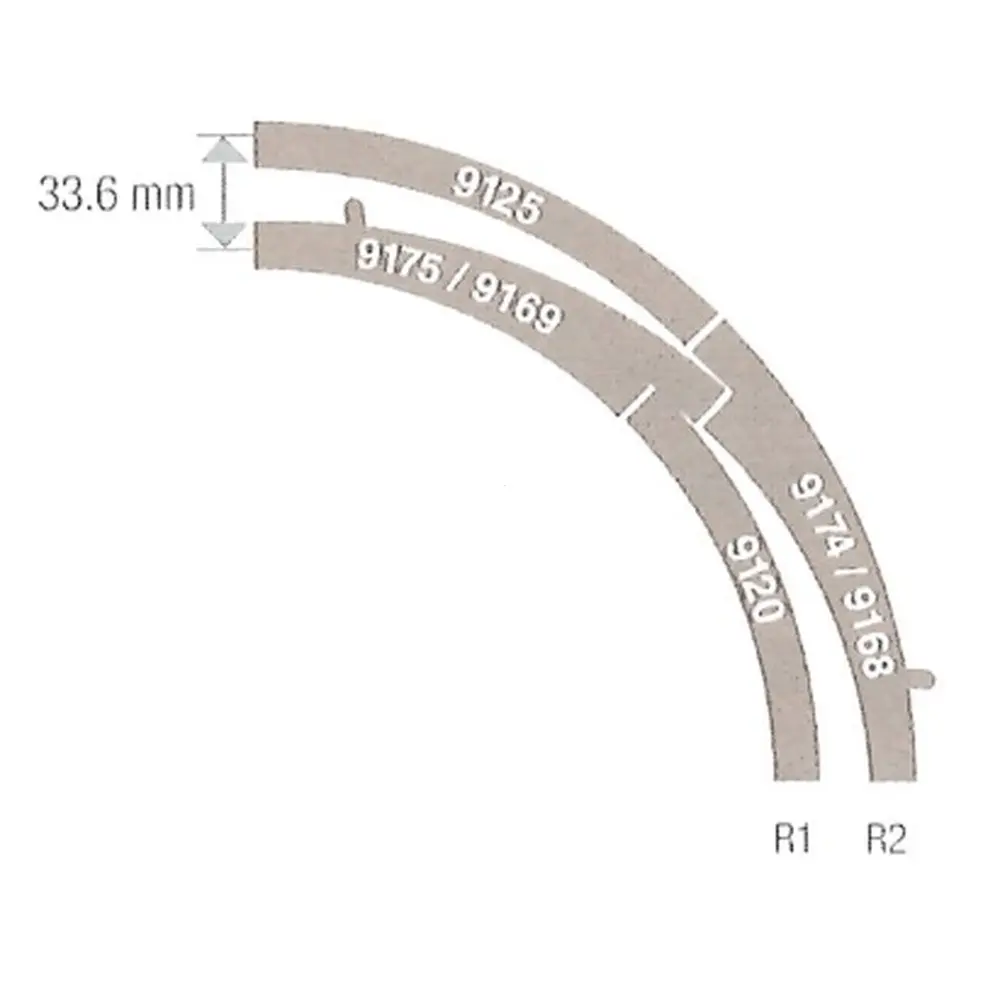 Aiguillage courbe gauche R1/R2 Fleischmann 9168 cœur métal code 80 - N 1/160 - 3