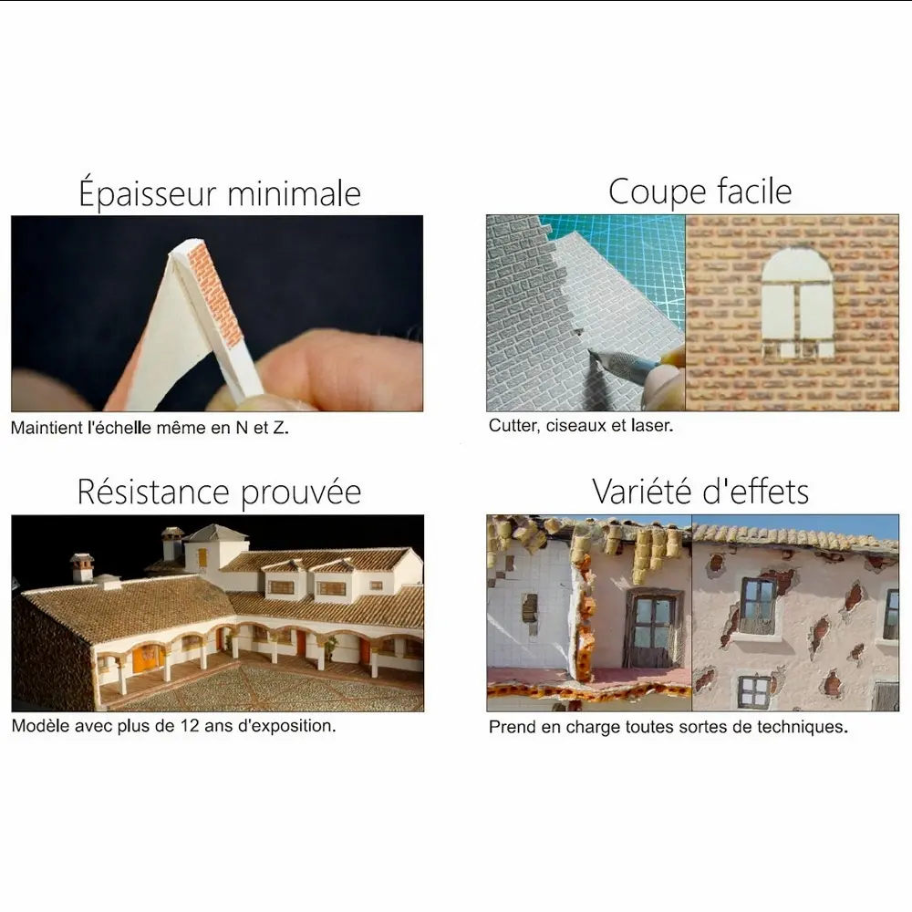 Plaque de décors Redutex 087TC111 - HO 1/87 - Tuile castillane - 4