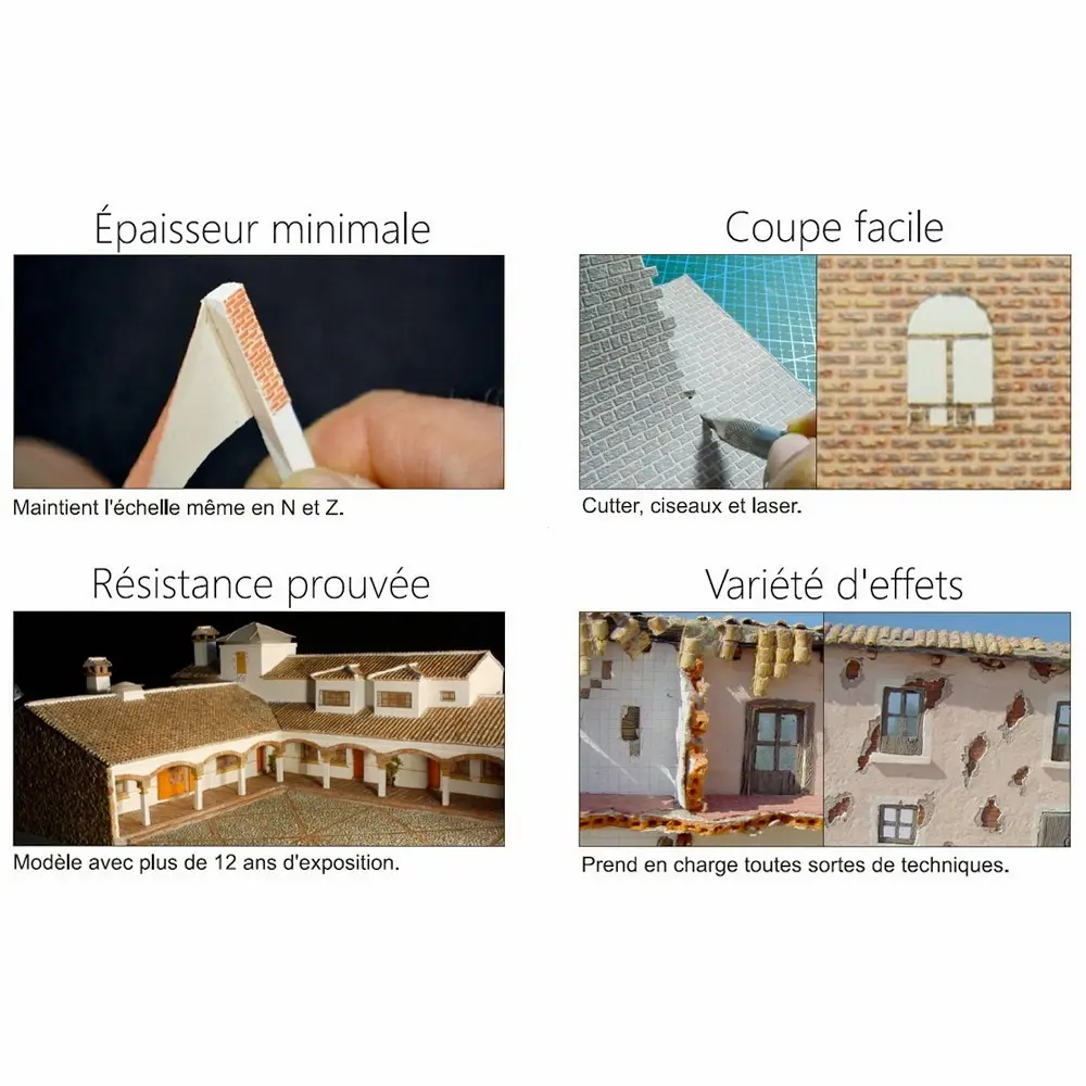 Plaque de décors Redutex 076BS112 - OO 1/76 - HO 1/87 - Bloc de pierre calcaire - 4