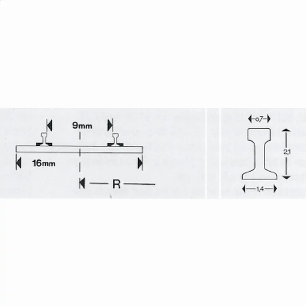 Rail courbe Minitrix R2 rayon 228.2 mm 24° - N : 1/160 - code 80 - 14924 - 3